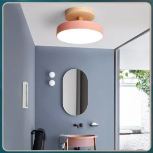 Modern Nordic LED Ceiling Light with Wooden Design for Bedroom Study Balcony – Modern Lighting Solution