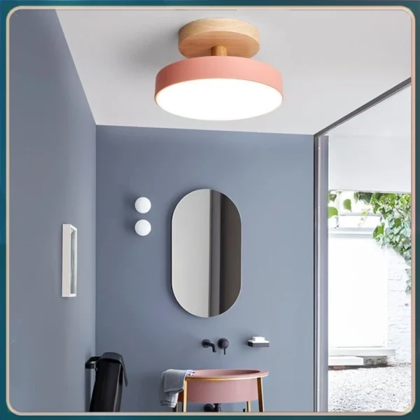 Modern Nordic LED Ceiling Light with Wooden Design for Bedroom Study Balcony – Modern Lighting Solution